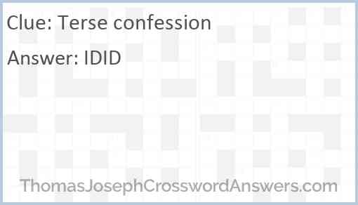 Terse confession Answer