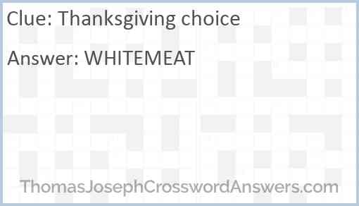 Thanksgiving choice Answer