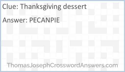 Thanksgiving dessert Answer