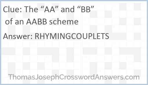 The AA and BB of an AABB scheme crossword clue