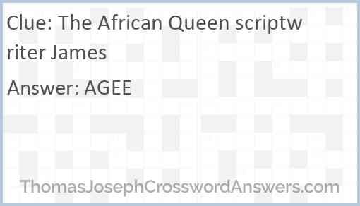 The African Queen scriptwriter James Answer