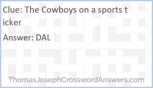 The Cowboys on a sports ticker Answer