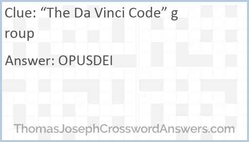 “The Da Vinci Code” group Answer