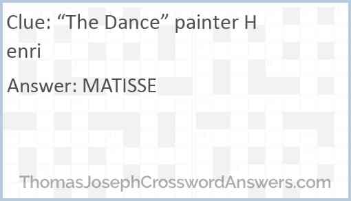 “The Dance” painter Henri Answer