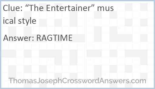 “The Entertainer” musical style Answer
