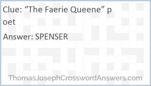 “The Faerie Queene” poet Answer