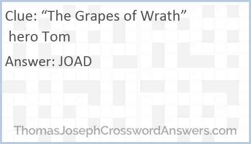 “The Grapes of Wrath” hero Tom Answer