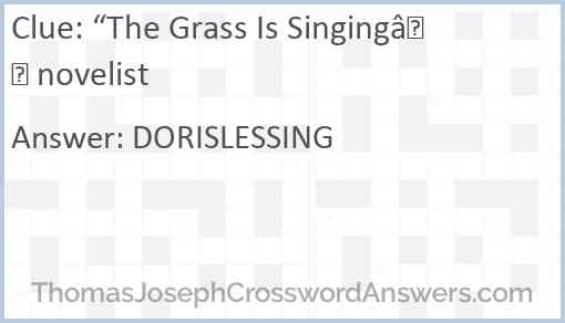 “The Grass Is Singing” novelist Answer