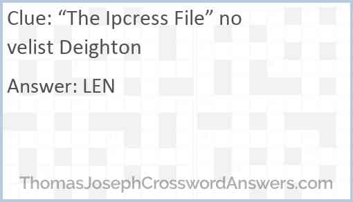 “The Ipcress File” novelist Deighton Answer