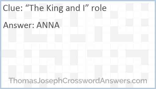 “The King and I” role Answer