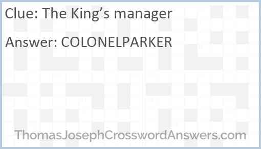 The King’s manager Answer