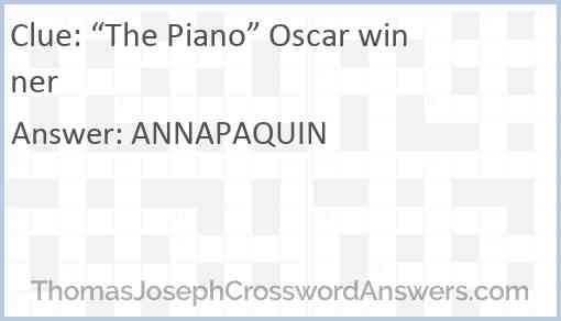 “The Piano” Oscar winner Answer