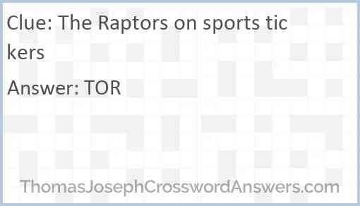 The Raptors on sports tickers Answer