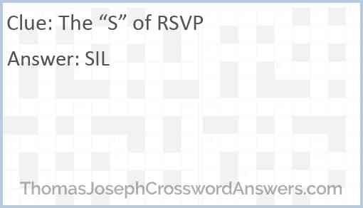 The “S” of RSVP Answer