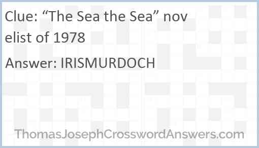 “The Sea the Sea” novelist of 1978 Answer
