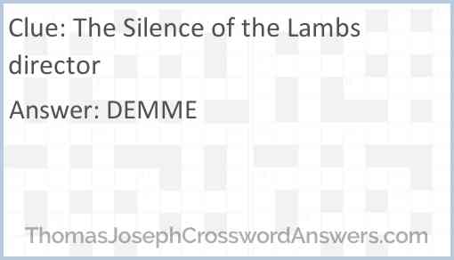 The Silence of the Lambs director Answer