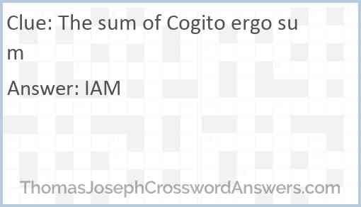 The sum of Cogito ergo sum Answer
