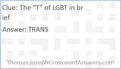 The “T” of LGBT in brief Answer