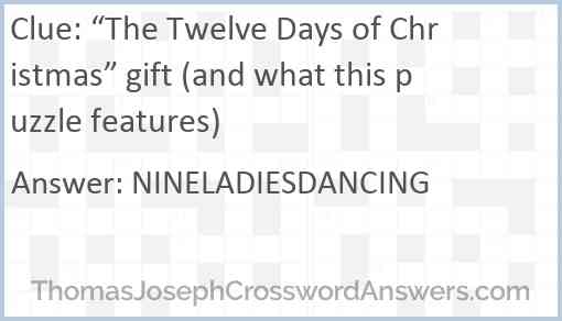 “The Twelve Days of Christmas” gift (and what this puzzle features) Answer