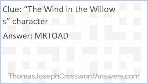 “The Wind in the Willows” character Answer