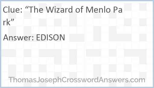 “The Wizard of Menlo Park” Answer
