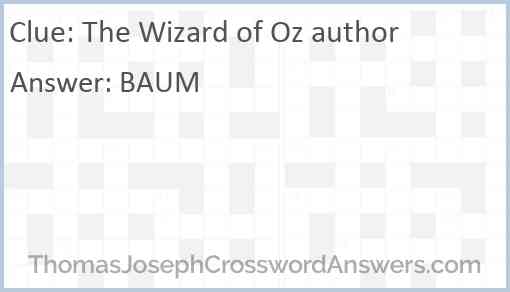 The Wizard of Oz author Answer