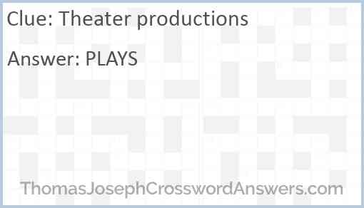 Theater productions Answer