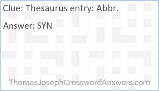 Thesaurus entry: Abbr. Answer