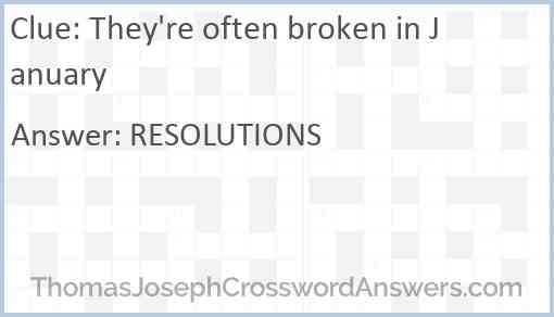 They're often broken in January Answer