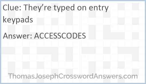They’re typed on entry keypads Answer