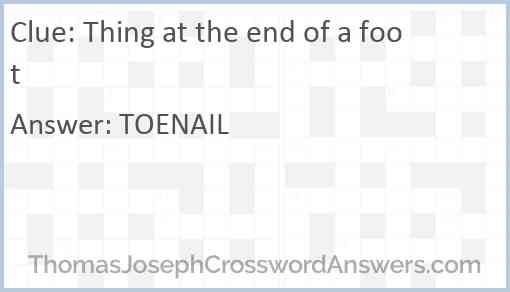 Thing at the end of a foot Answer