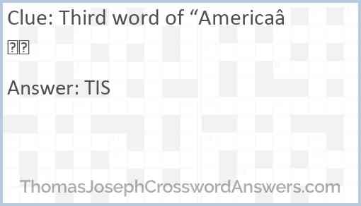 Third word of “America” Answer