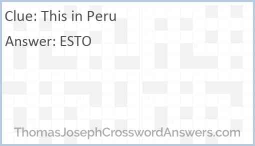 This in Peru Answer
