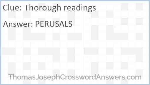 Thorough readings Answer