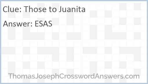Those to Juanita Answer
