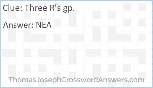 Three R’s gp. Answer