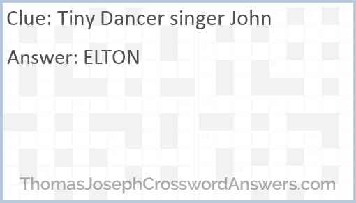 Tiny Dancer singer John Answer