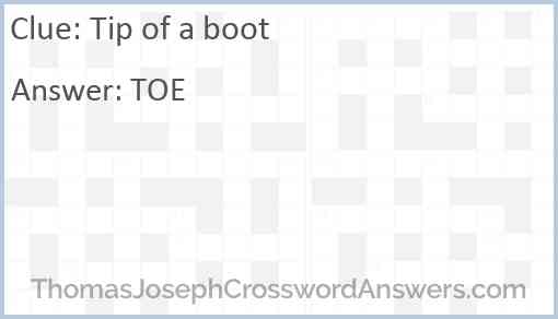Tip of a boot Answer