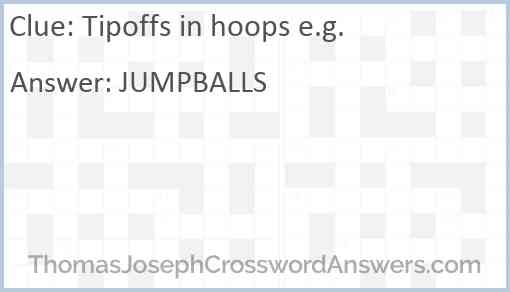 Tipoffs in hoops e.g. Answer