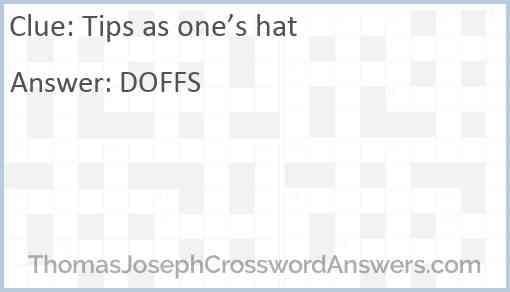 Tips as one’s hat Answer