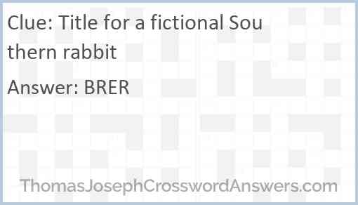 Title for a fictional Southern rabbit Answer