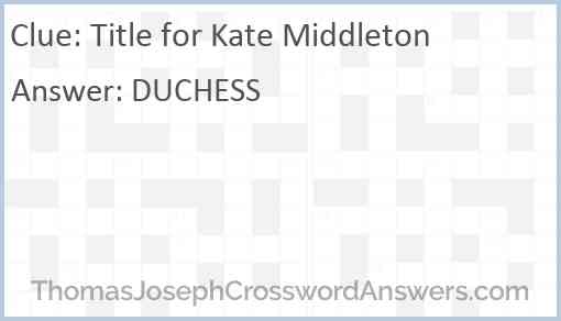 Title for Kate Middleton Answer