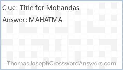 Title for Mohandas Answer