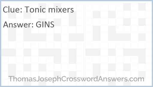 Tonic mixers Answer