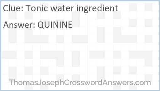 Tonic water ingredient Answer