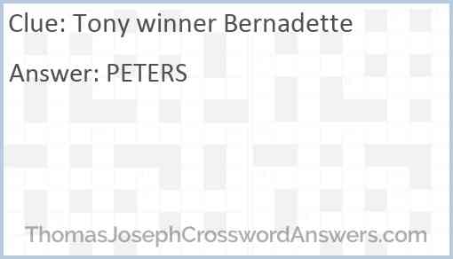 Tony winner Bernadette Answer