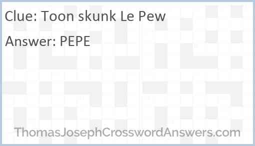 Toon skunk Le Pew Answer