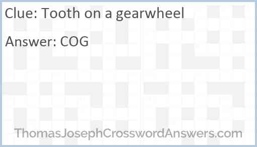 Tooth on a gearwheel Answer