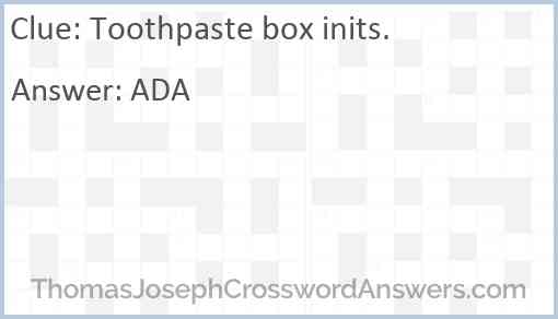 Toothpaste box inits. Answer
