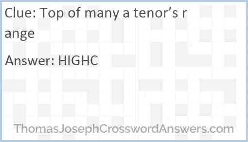 Top of many a tenor’s range Answer